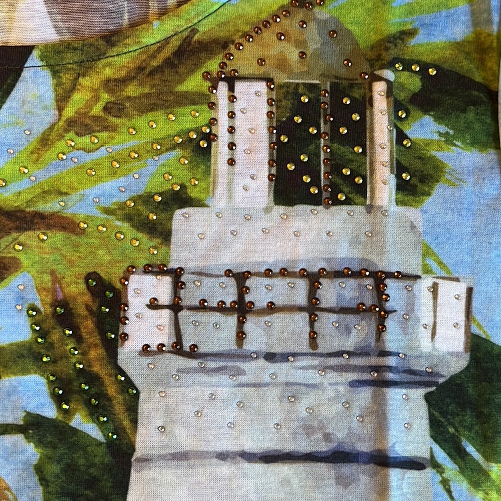 Bon Worth Tropical Palm & Lighthouse Top – Petite Large 🌴 NWT - Picture 5 of 10